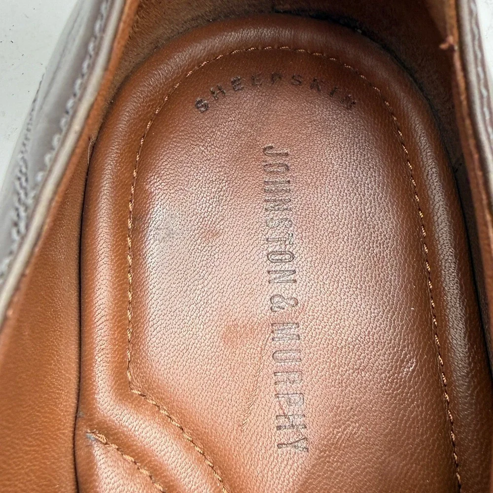 Johnston & Murphy Double Monk Strap Dress Shoes Brown Leather Sheepskin Mens 11M